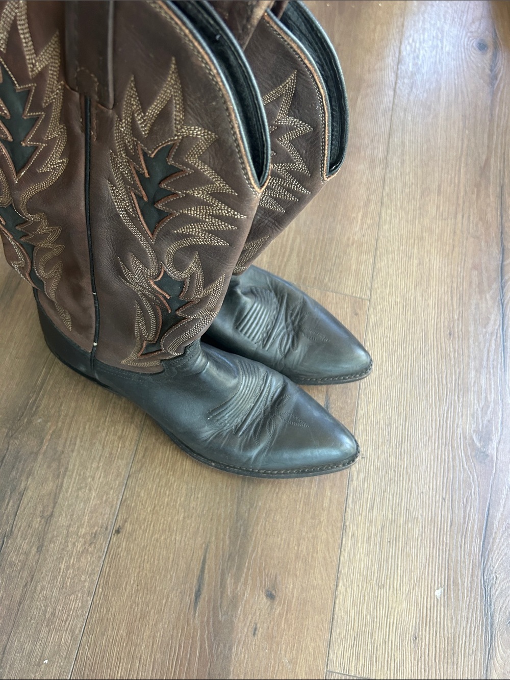 Dan Post Two-Tone Brown Leather Western Boots !! 8.5 D - Picture 2 of 12